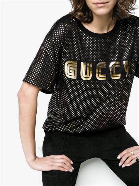 gucci black and gold tee|farfetch gucci t shirt.